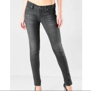 Genetic Denim The James Washed Black Skinny Ankle Zipper Low Rise Jeans, Size 27